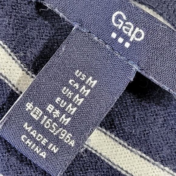 Gap Blue Preppy Stripe Cardigan Sweater Button Up 3/4 Sleeves Knit Womens Size M - Picture 3 of 8